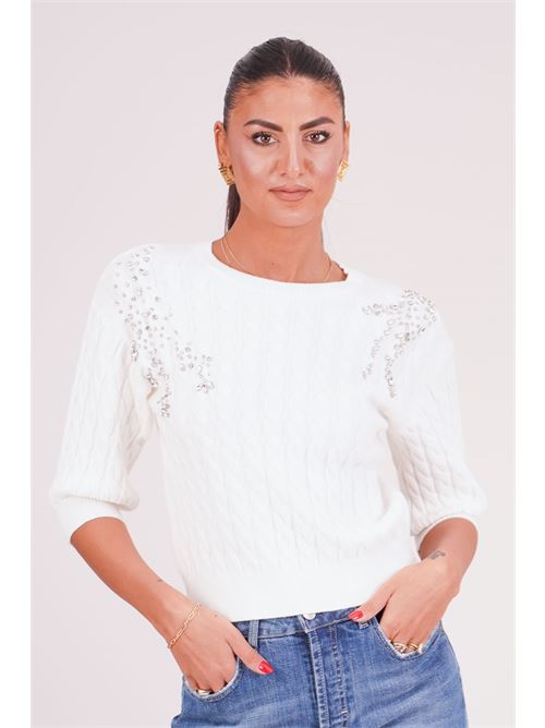 Maglia in viscosa con strass Try Me | 5094MILK